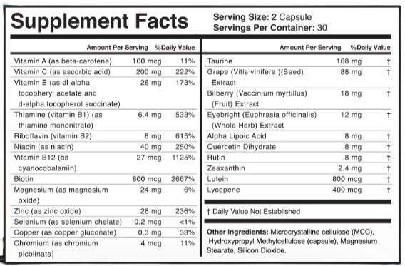Clean Eye supplement facts